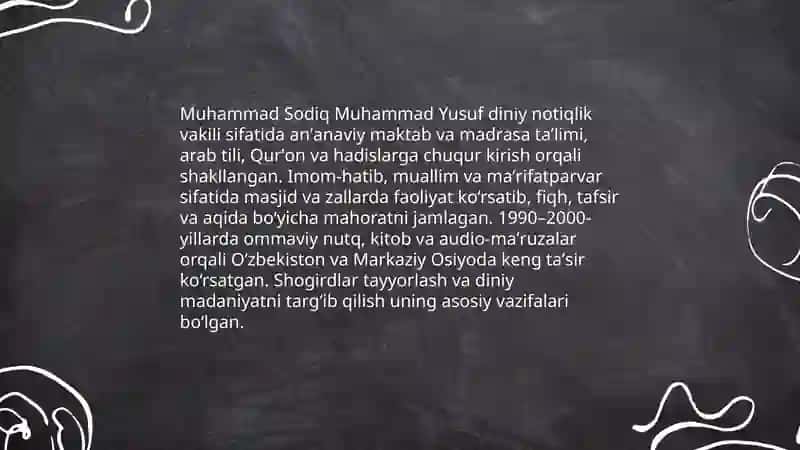 Muhammad Sodiq Muhammad Yusuf - diniy notiqlik vakili sifatida 3