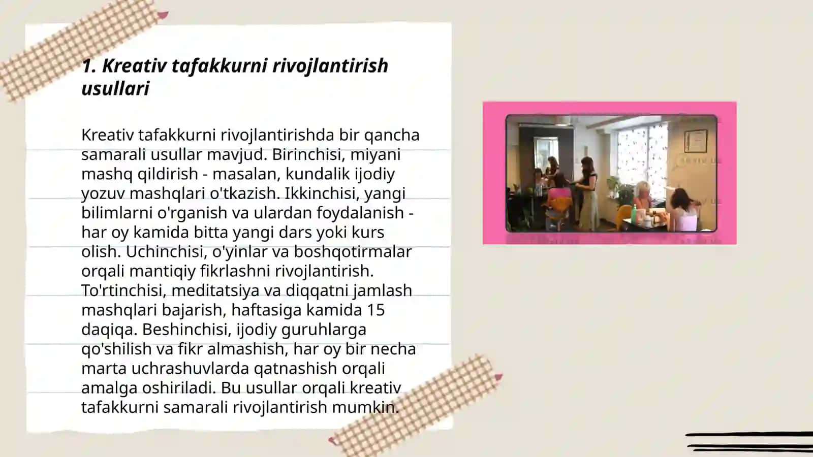 Kreativ tafakkurni rivojlantirish usullari 3