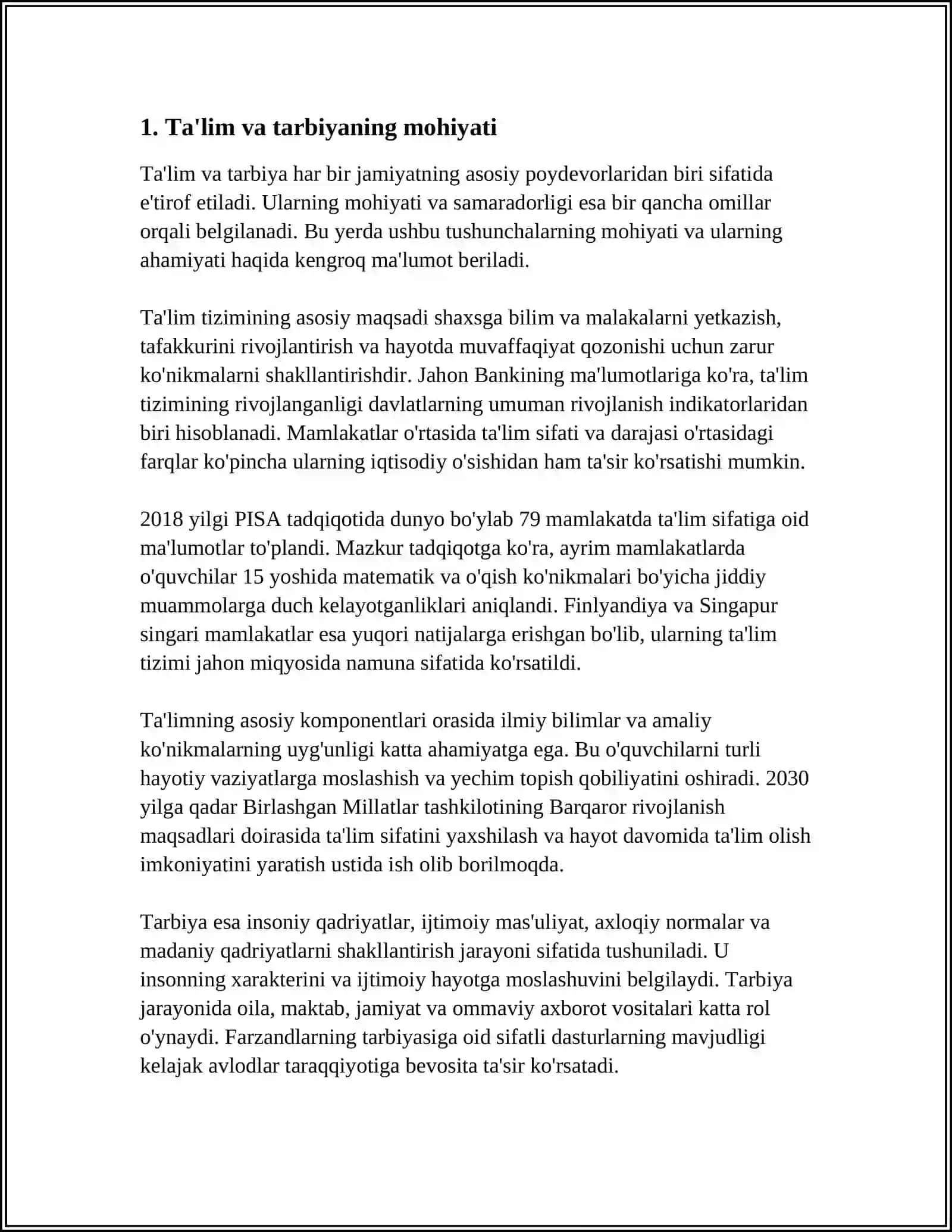 REFERAT TA'LIM VA TARBIYANING HAMOHANGLIGI MAVZUSIDA 3