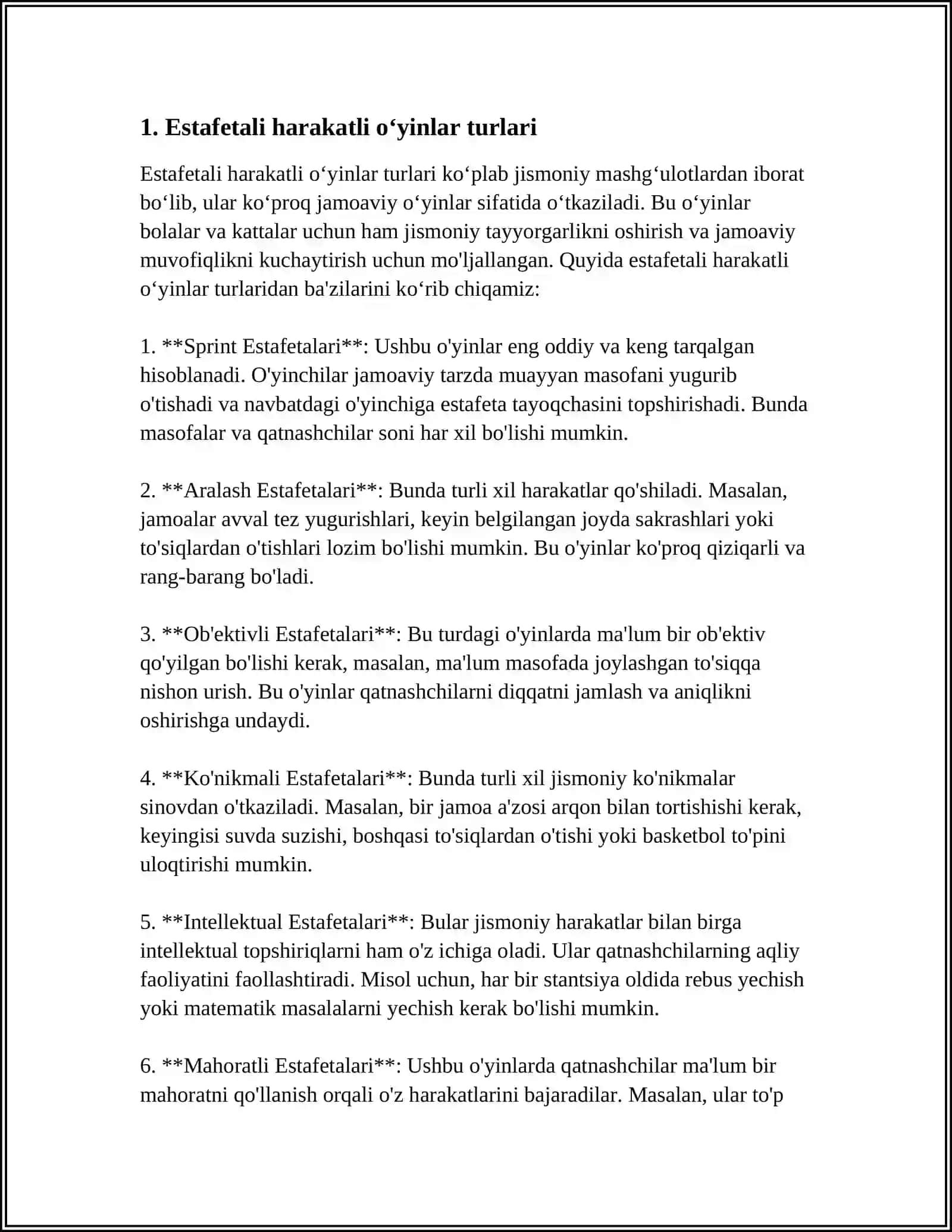 ESTAFETALI HARAKATLI OʻYINLARNI OʻTKAZISH 3