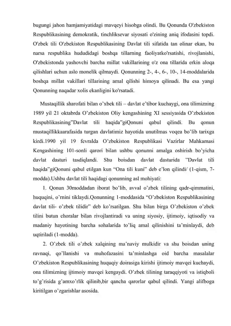 O'zbek tiliga Davlat tili maqomining berilishi haqida 3