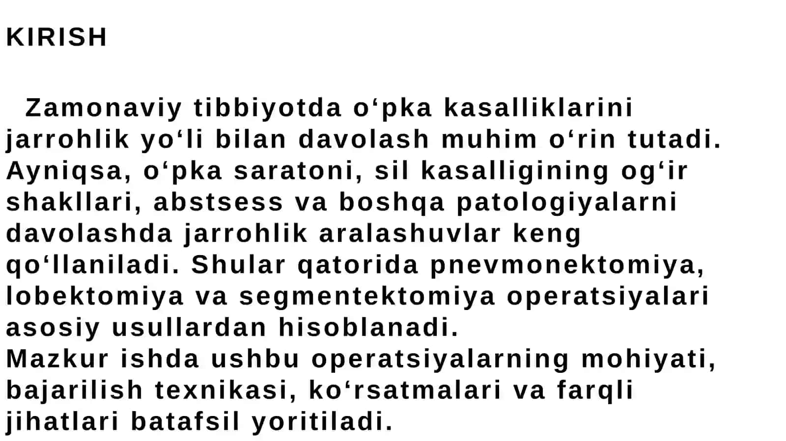 Pnevmonektomiya, lobektomiya, segmentektomiya texnikasi 3