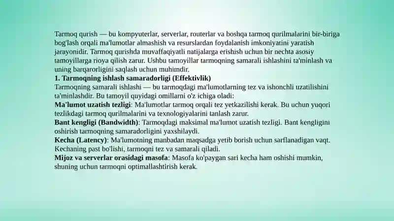Tarmoq qurishning asosiy tamoyillari 3