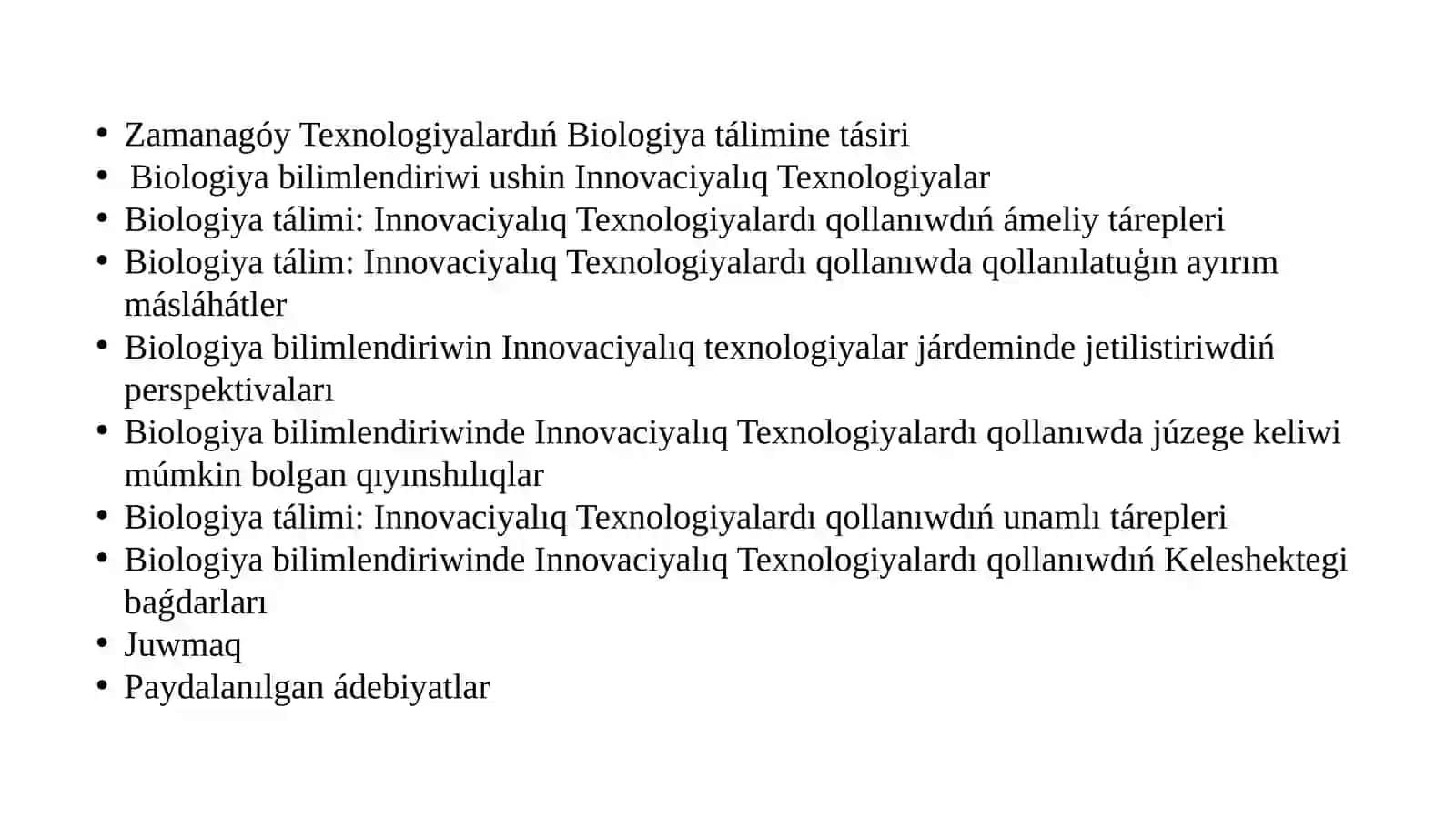 Biologiyani Oqitiwda Innovaciyaliq Texnologiyalardiń Áhmietli Máselelerine Baǵishlangan Konferenciyalar Ushin Doklad Hám Prezentaciya Materiallarin Tayarlaw 3