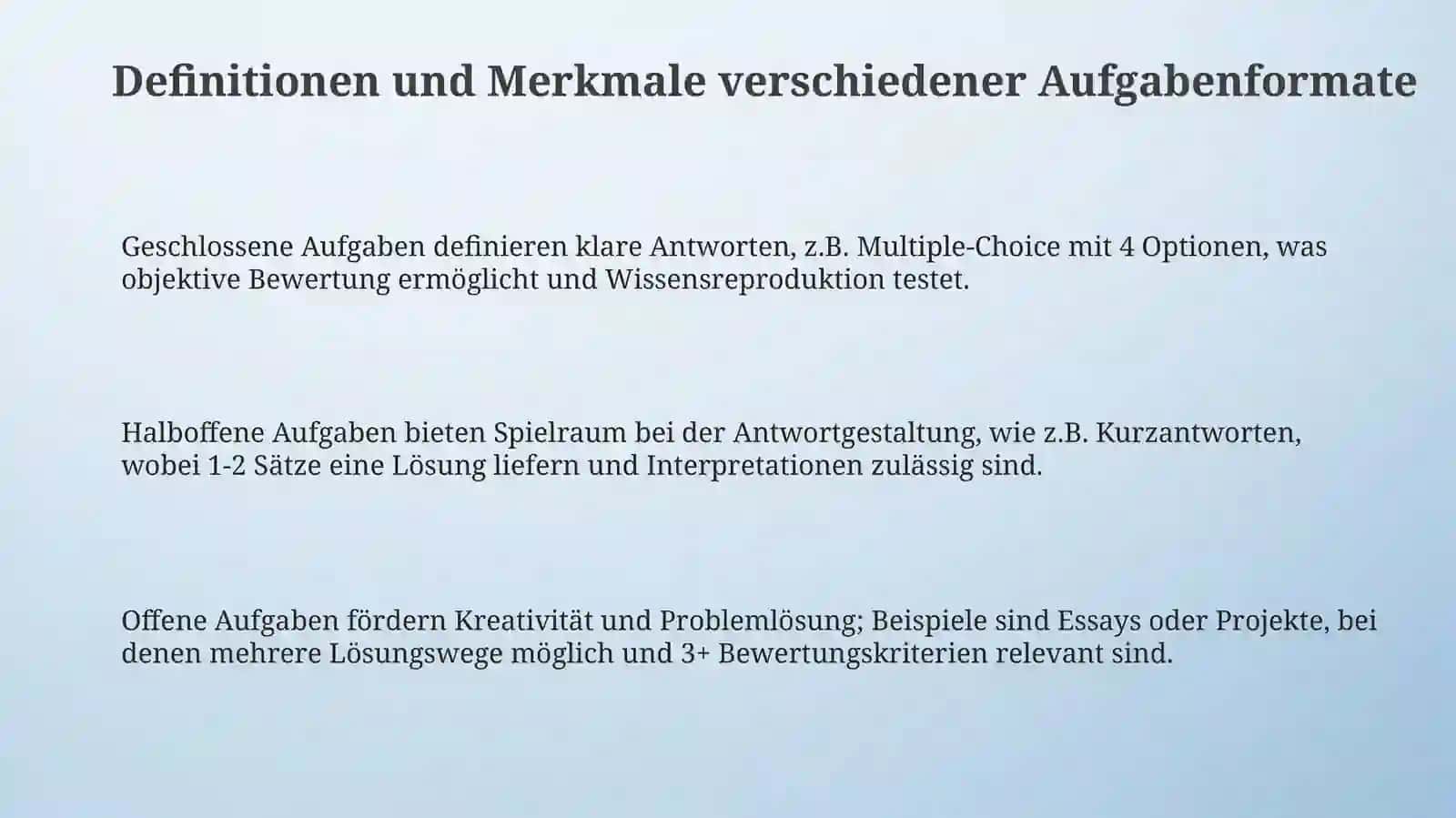 GeschlosseneAufgaben, HalboffeneAufgaben, OffeneAufgaben 3