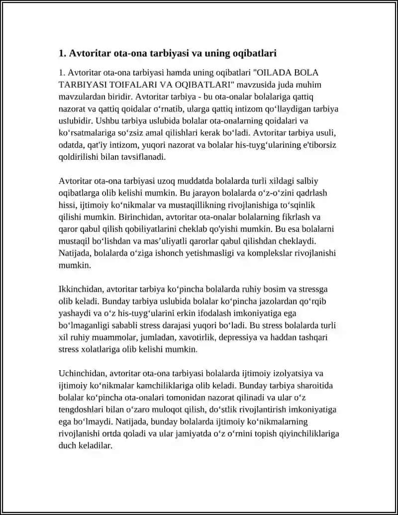 OILADA BOLA TARBIYASI TOIFALARI VA OQIBATLARI 3