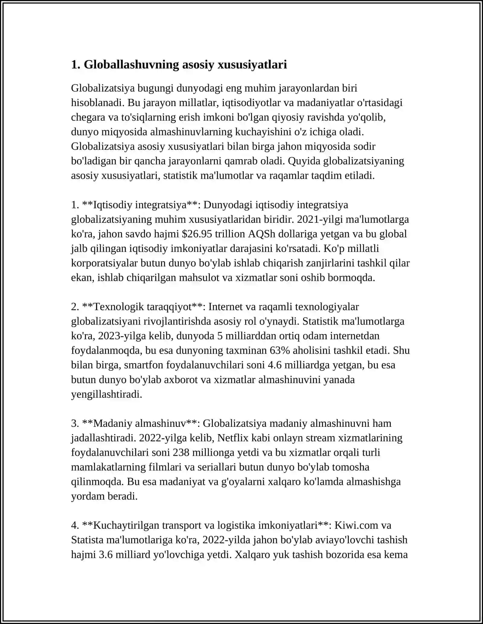 GLOBALIZATSIYA, GLOBALLASHUV VA BARQAROR TARAQQIYOT 3