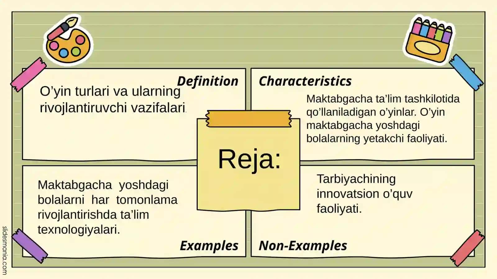 Maktabgacha ta’limda o’yin turlari va ularga qo’yiladigan talabla 3