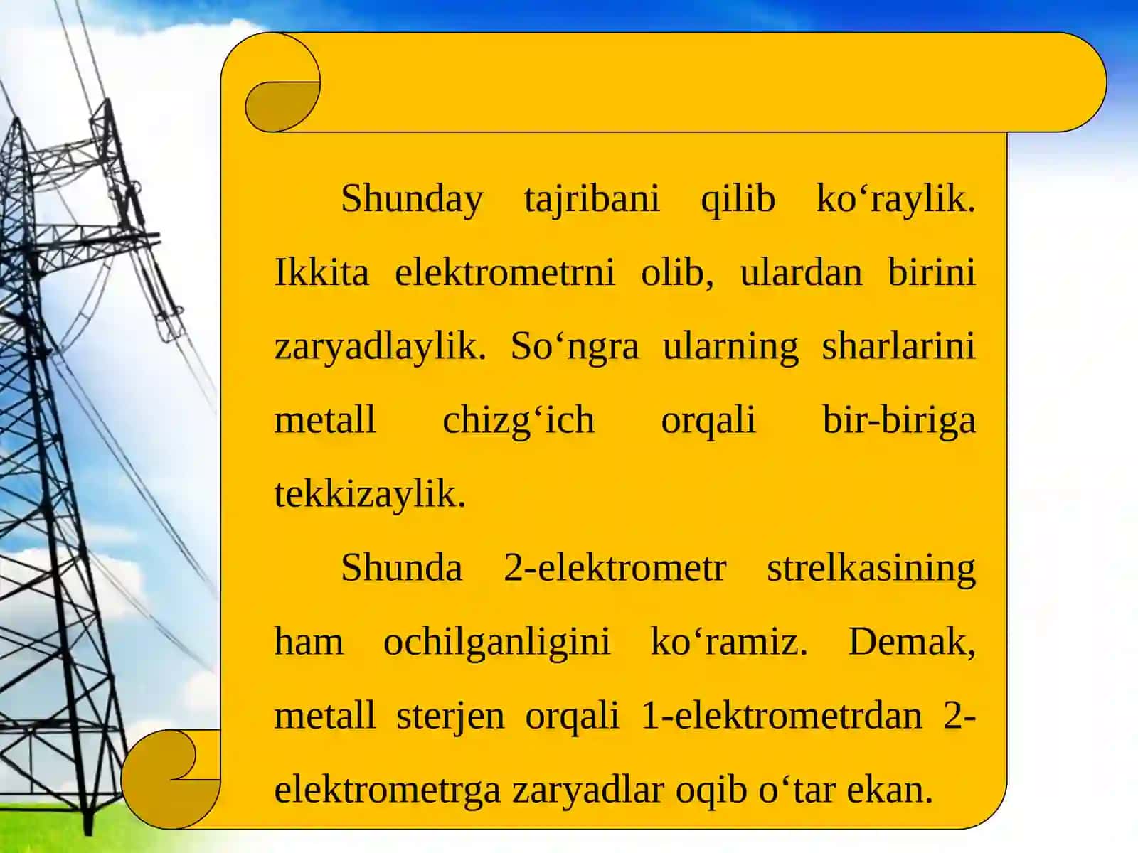 6-sinf Fizika fanidan Elektr toki va uning manbalari dars taqdimoti 3