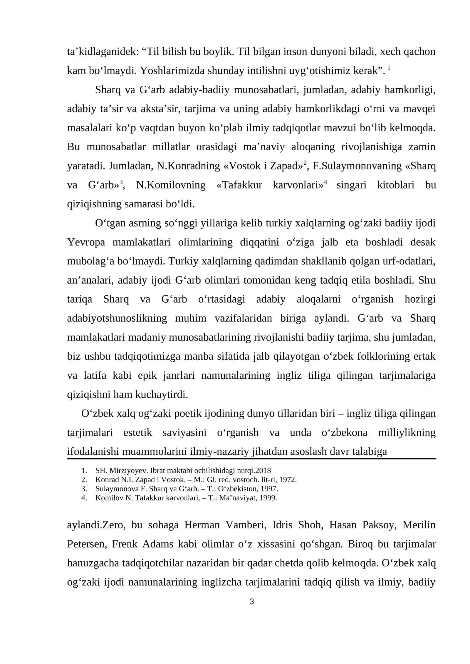 O‘ZBEK FOLKLORI NAMUNALARINING INGLIZ TILIGA TARJIMALARI VA ULARNING O‘RGANILISHI 3
