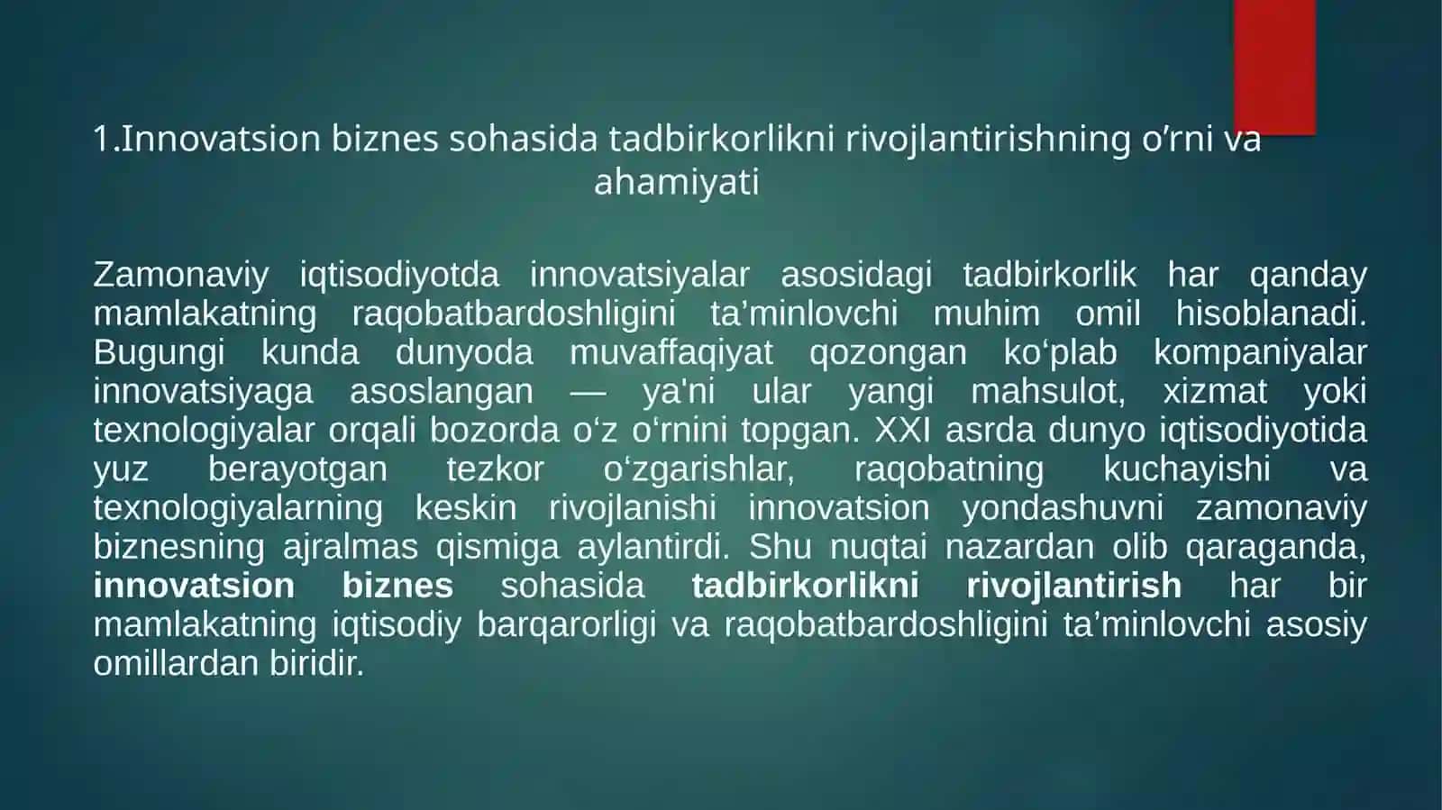 Innovatsion Biznesni Tashkil Etish 3