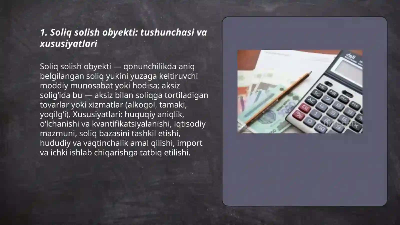 Aksiz soligʻi toʻlovchilari tarkibi va soliq solish obyekti 3