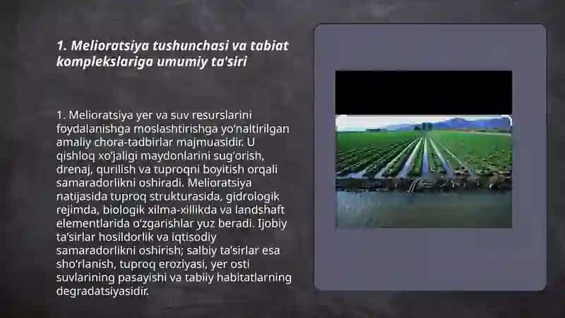 Melioratsiyaning tabiat komplekslariga tasiri 3