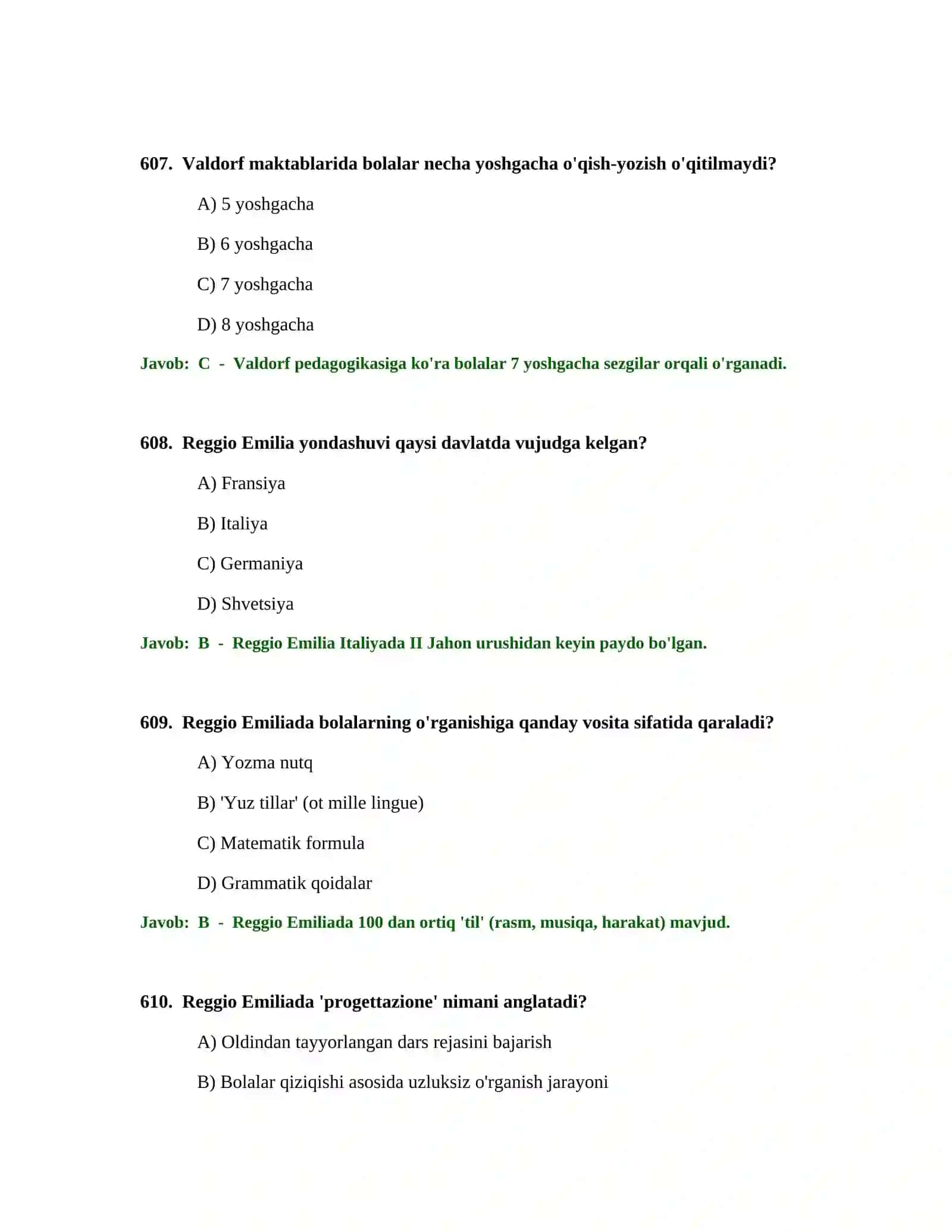 BOSHLANG'ICH TA'LIM O'QITUVCHISI TEST SINOVLARI 3