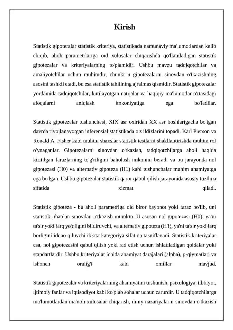 Statistik gipoteralar statistik kriteriya 3