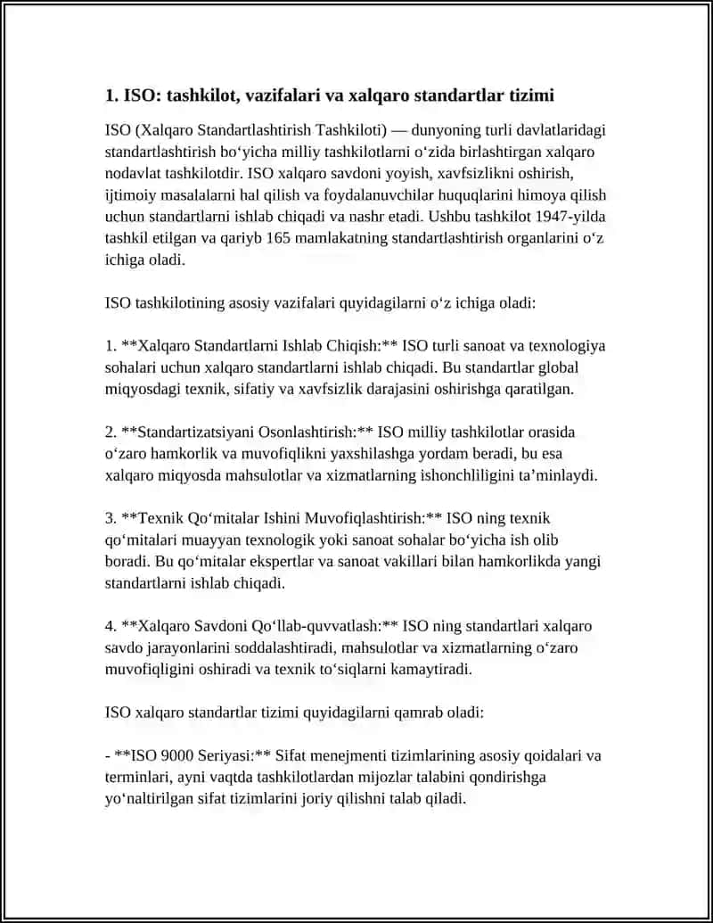 METROLOGIYA VA STANDARTLASHTIRISH BO`YICHA XALQARO TASHKILOTLAR. (ISO, MEK, MOZM) 3