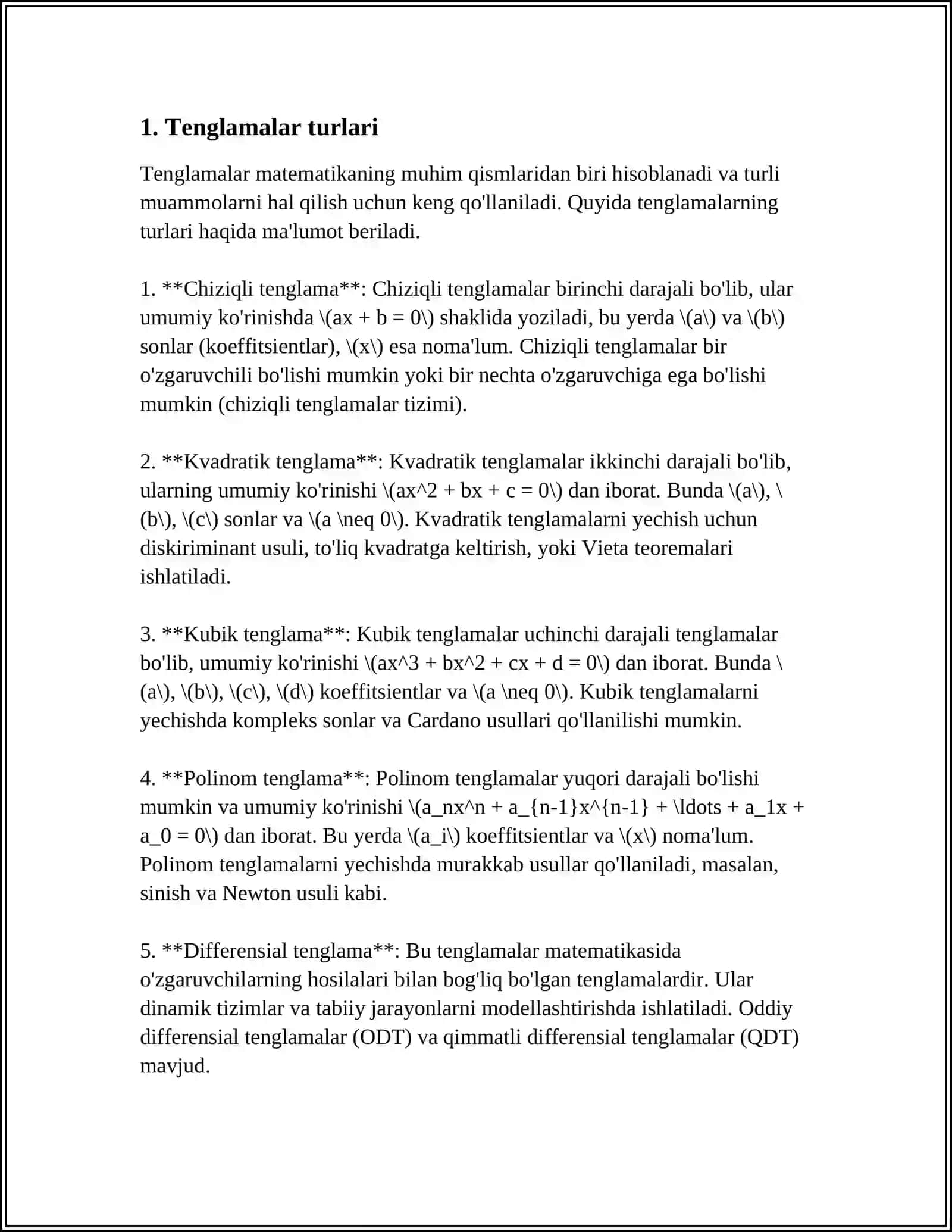 TEKISLIKNING UMUMIY TENGLAMASINI TEKSHIRISH 3