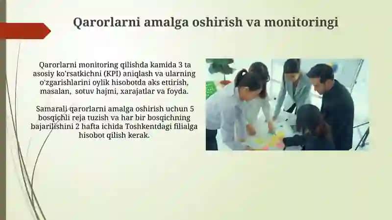 Qarorlarni amalga oshirish va monitoringi 3