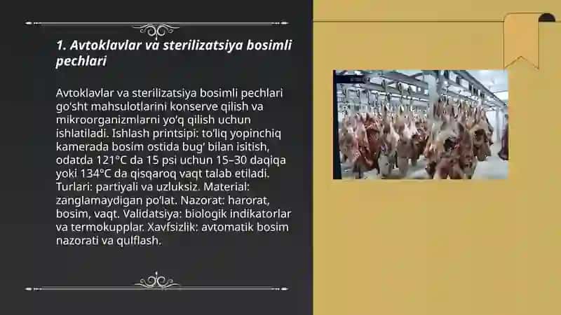 Goʻsht mahsulotlariga issiqlik ishlov berish va sterillash uchun ishlatiladigan jixozlar 3