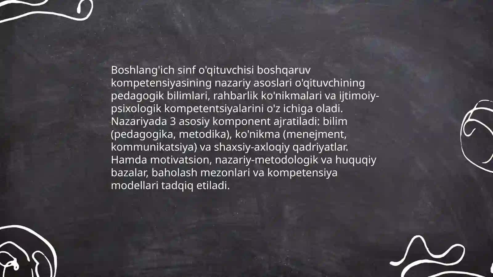 Boshlang'ich sinf o'qtuvchisi boshqaruv kopentensiyasi 3