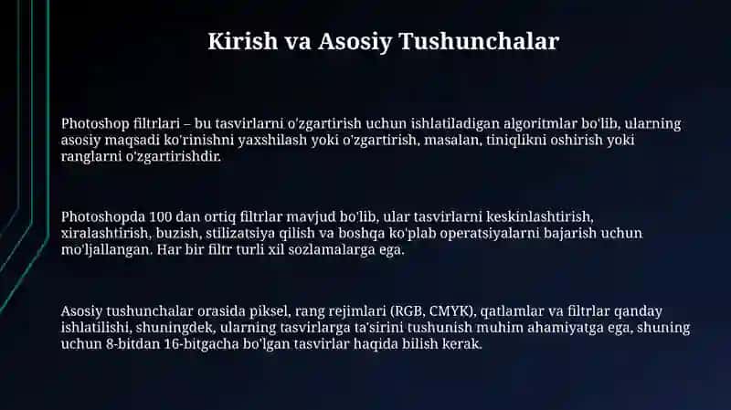 Adobe Photoshop: Tasvirlarni fil'trlash 3