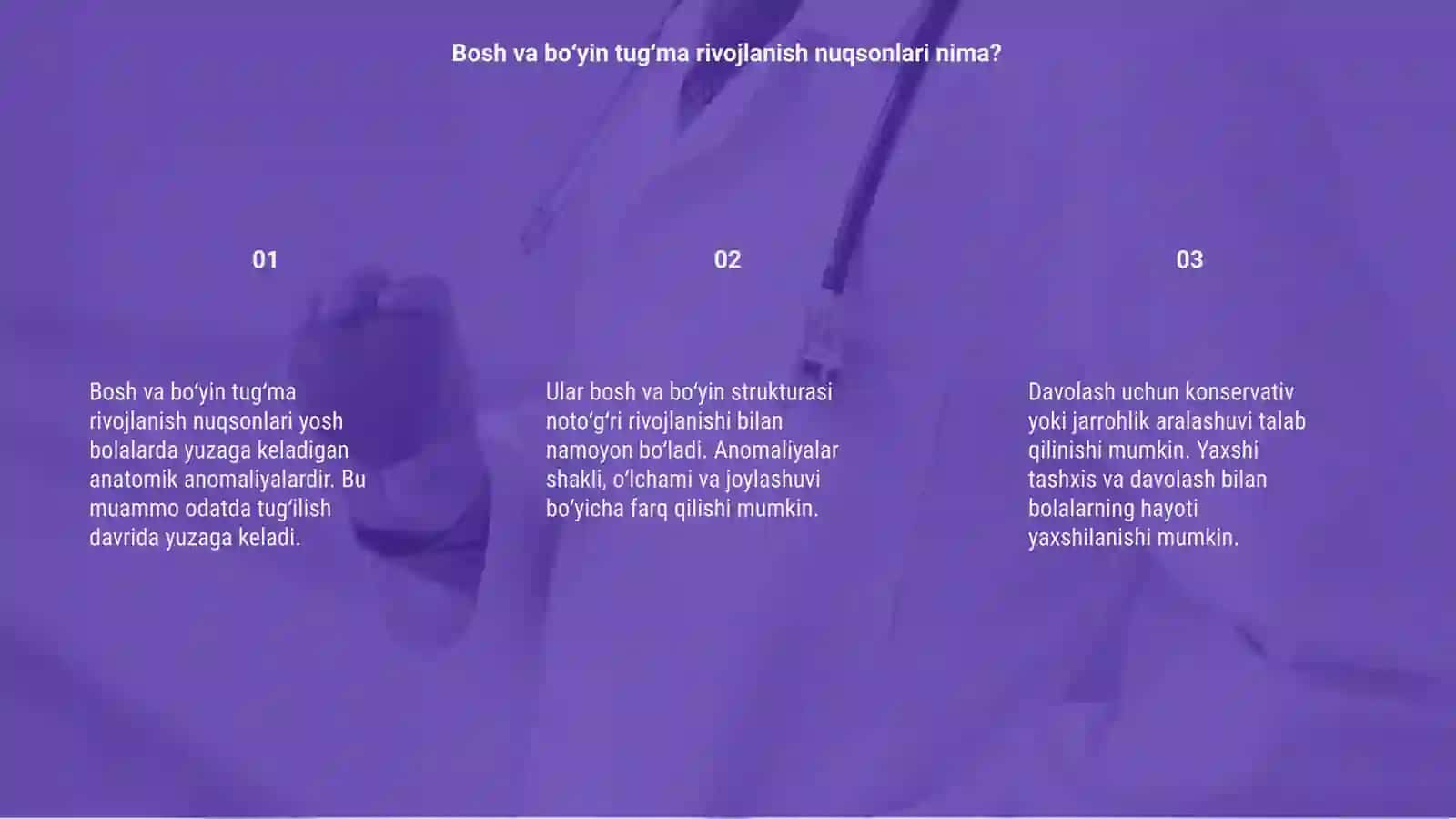 Bosh va boʻyin tugʻma rivojlanish nuqsonlari 3