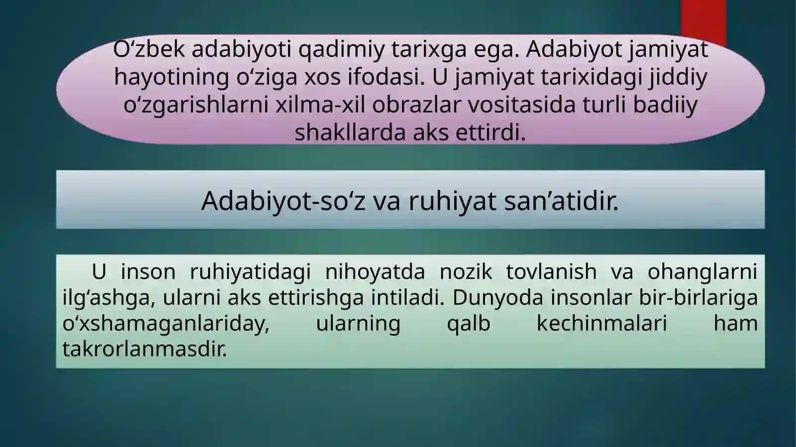 O‘zbekmumtozadabiyotining shakllanishi, taraqqiyot bosqichlari va asosiy yo‘nalishlari 3
