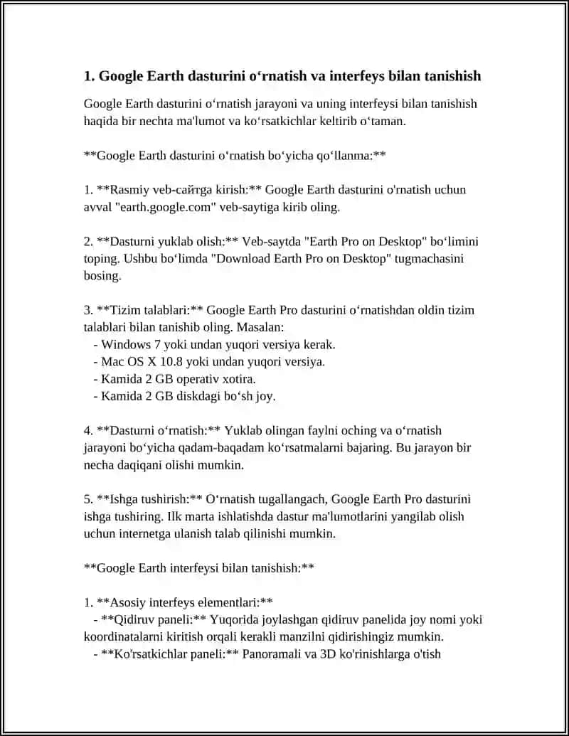 GOOGLE EARTH DASTURI YORDAMIDA HUDUDLARNING VA GEOGRAFIK OBYEKTLARNING BO‘YLAMA VA KO‘NDALANG PROFILLARINI CHIZISH 3