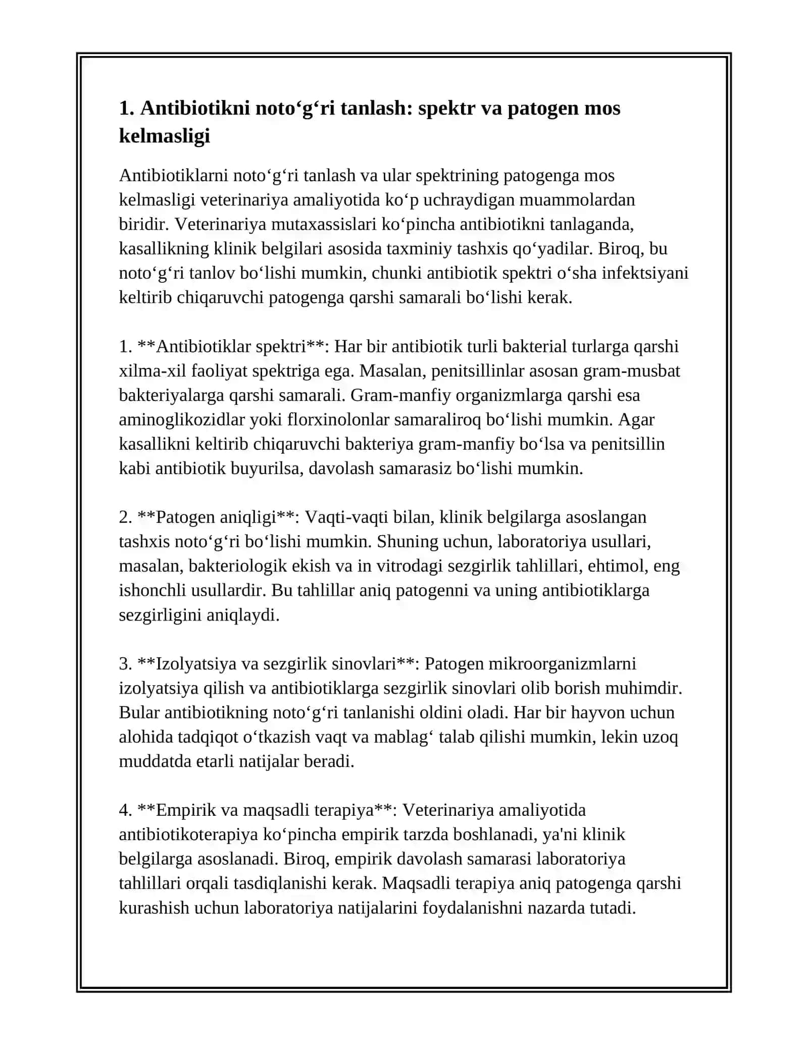 VETERINARIYA MUTAXASSISLARING ANTIBYOTIKATERAPIYADAGI XATOLARI 3