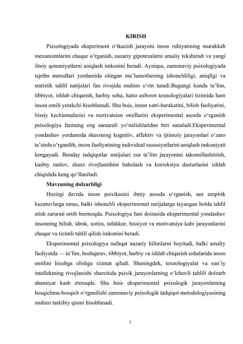 Eksperimental psixologik jarayonlar bosqichlari 3