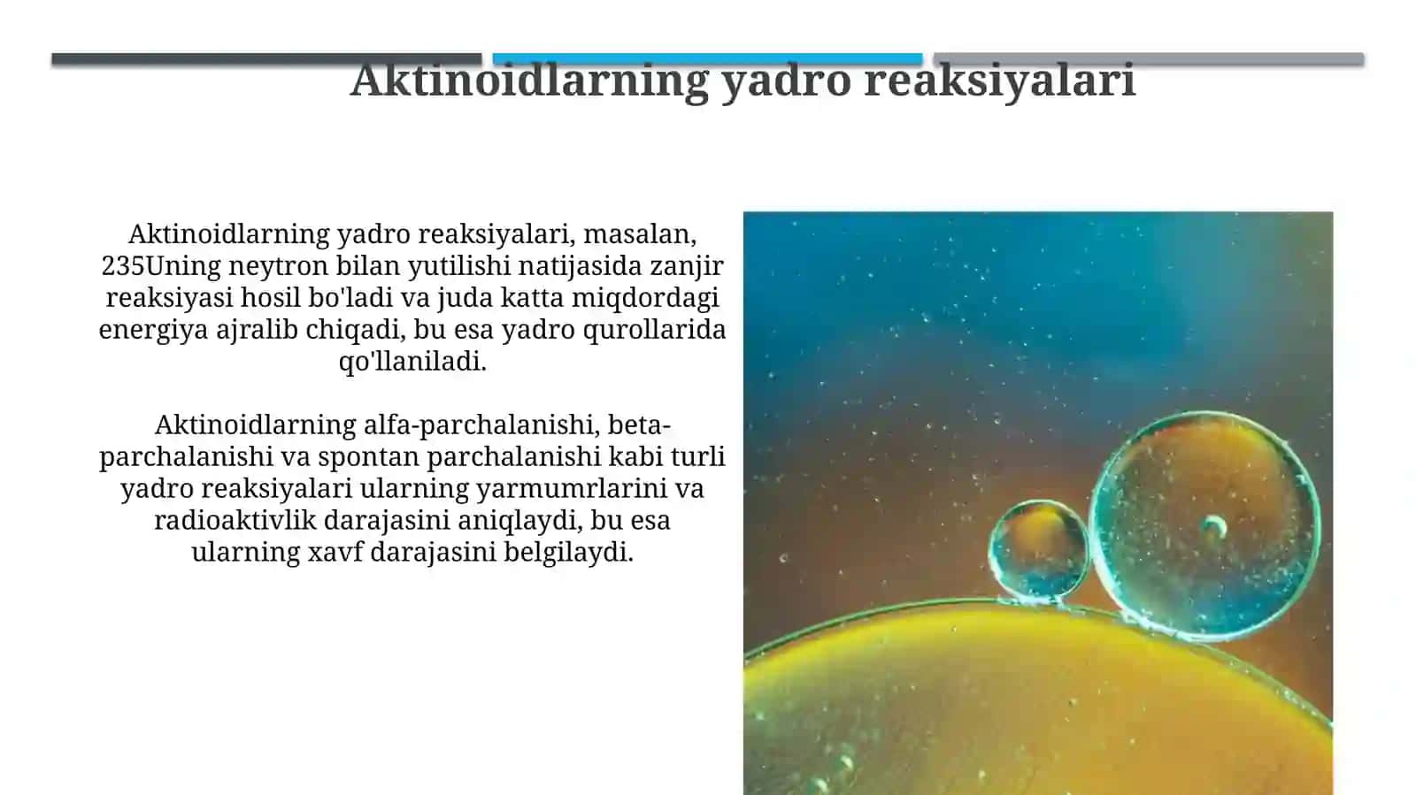 Aktinoidlar.Radiokimyo.Transuran elementlar.Tabiiy vasuniyradiofaollik 3