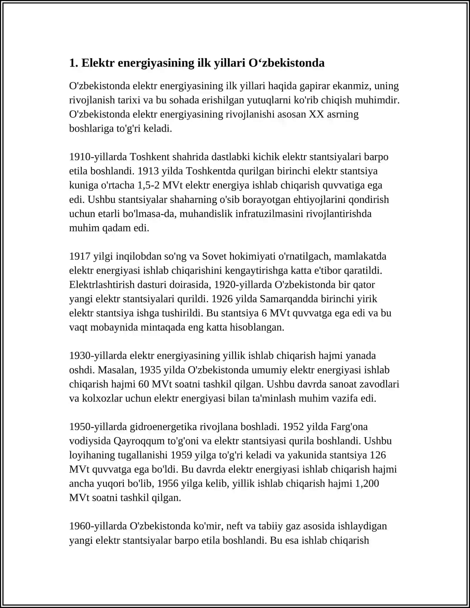 ÓZBEKISTONDA ELEKTR ENERGETIKANING RIVOJLANISH TARIXI 3