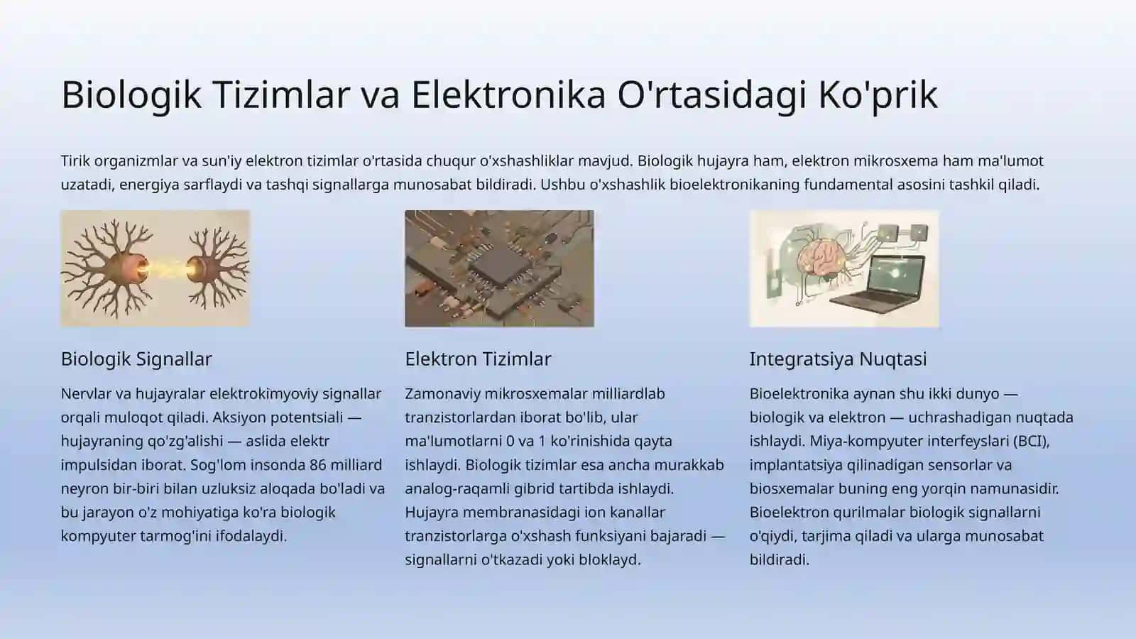 Bioelektronika Prinsiplari: Kelajak Texnologiyalari 3