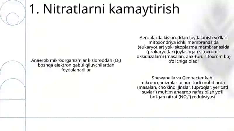 Anaerob mikroorganizmlarning kisloroddan foydalanish yollari 3