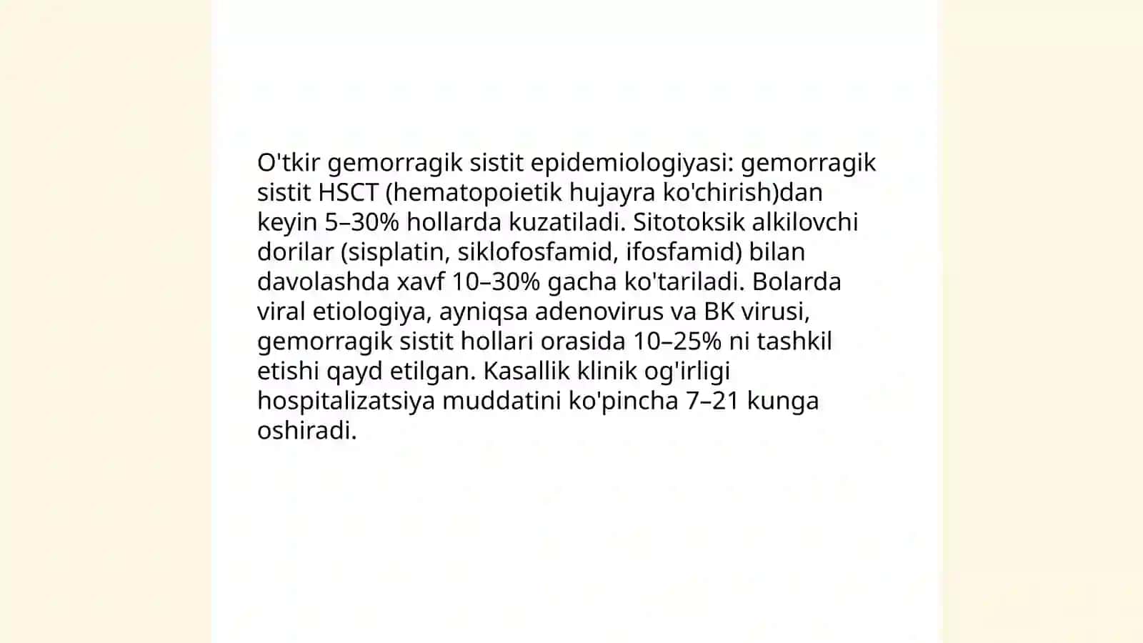 O'tkir gemorragik sistit. Qovuq siydik nayi reflyukisi 3