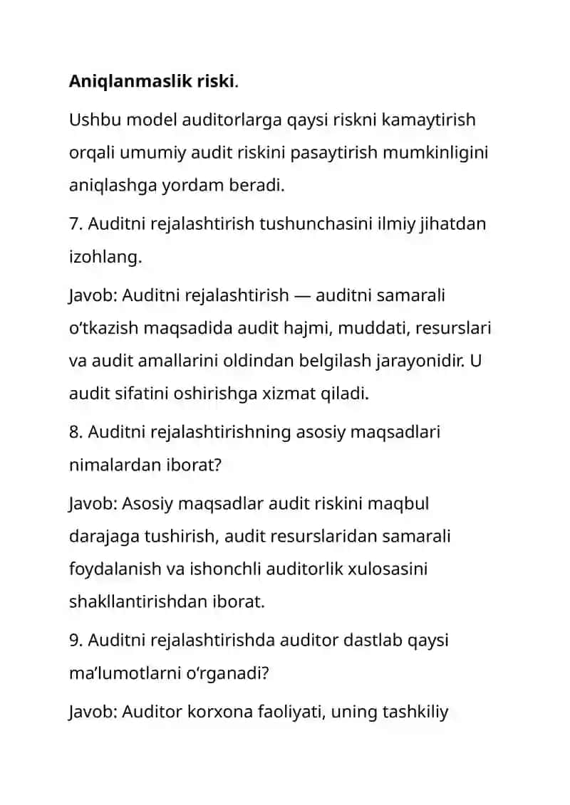 Audit risklarni baholash va auditni rejalashtirish jarayoni 3