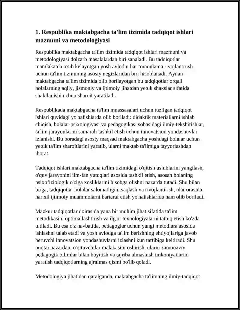 RESPUBLIKADA MAKTABGACHA TAʼLIMGA DOIR TADQIQOT ISHLARINING MAZMUNI MOHIYATI 3