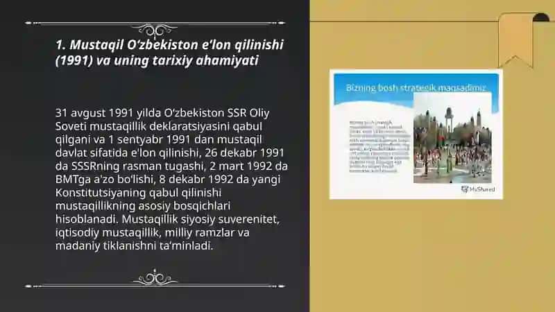 Mustaqil Oʻzbekiston davlatining tashkil topishi va uning tarixi ahamiyati 3