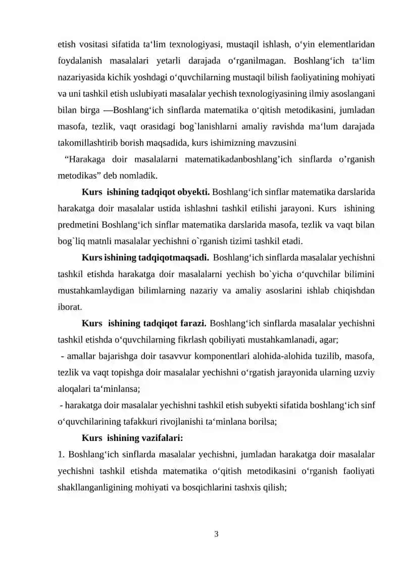 Boshlang`ich sinf o`quvchilarida tezlikka doir masalalarni o`rgatish metodikasi 3
