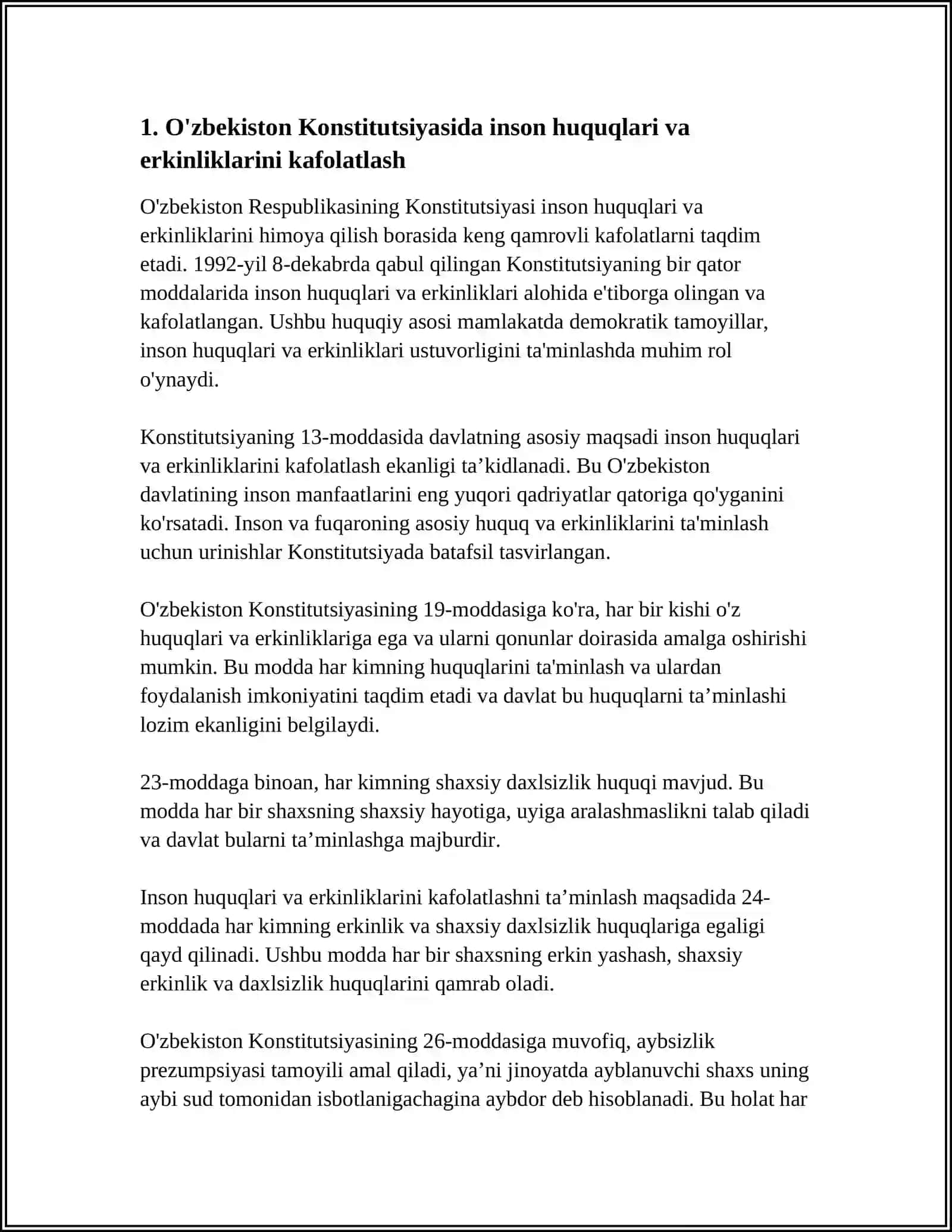 UZBEKISTONDA INSON HUQUQLARI VA ERKINLIKLARI KAFOLATINING YARATILISHI 3
