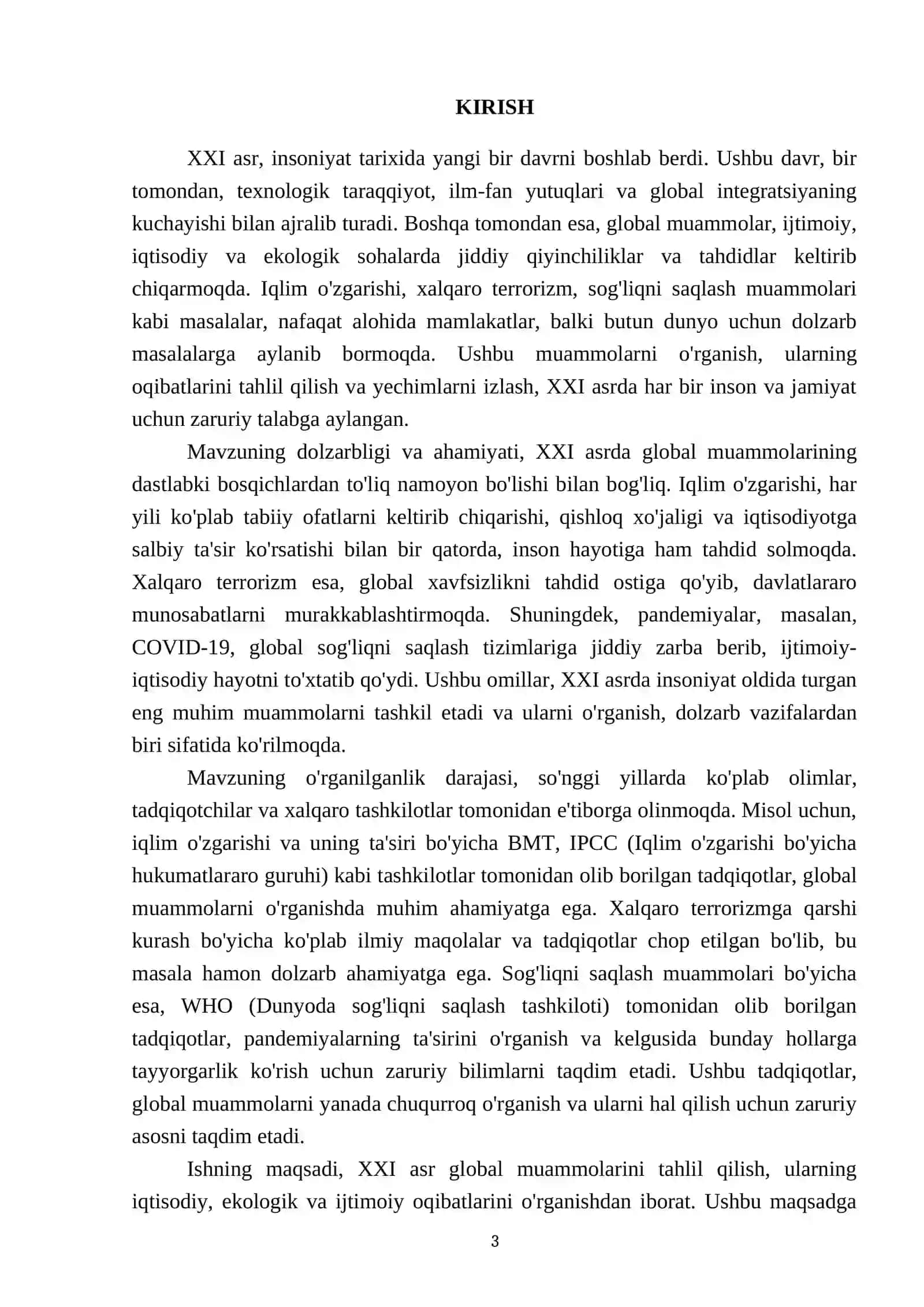 XXI asring global muammolari va uning oqibatlari 3