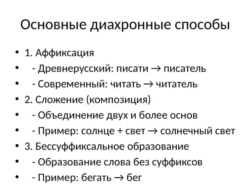 Диахронная классификация способов словообразования 3