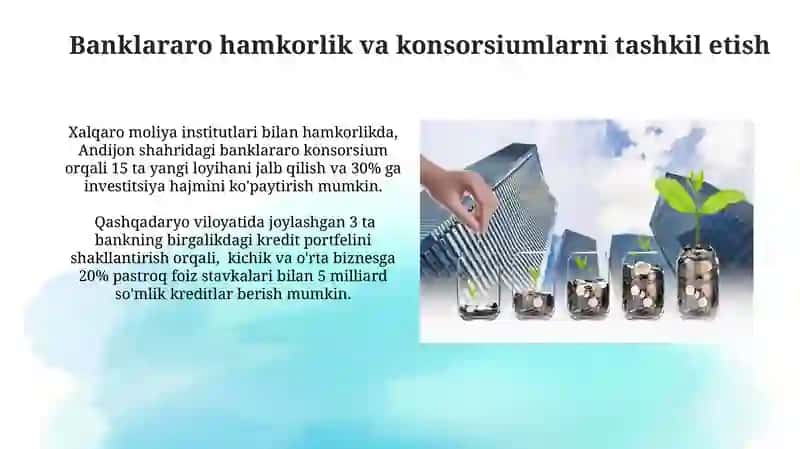 Tijorat banklarining investitsion faoliyatini oshirish yo’llari 3