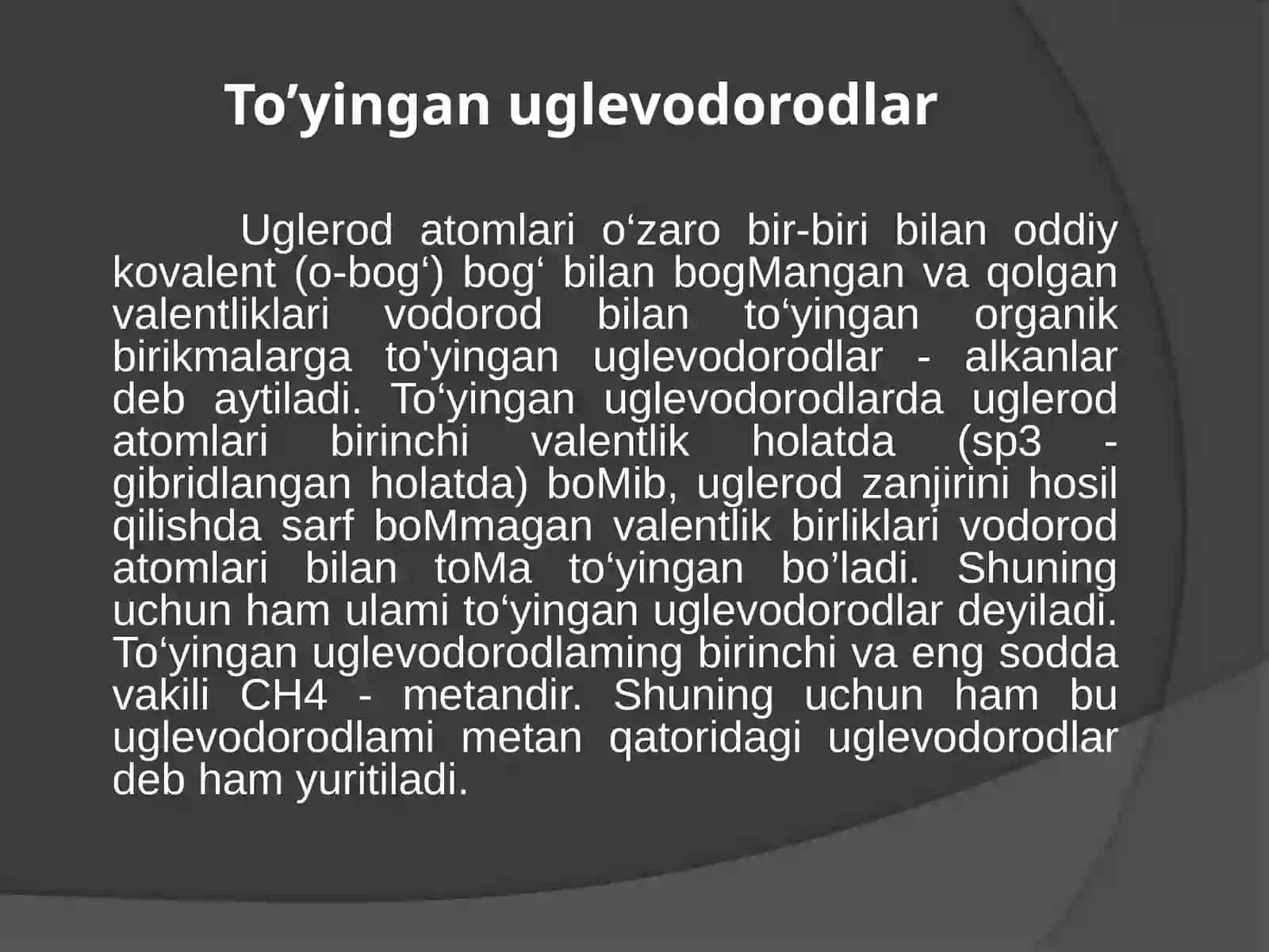 To'yingan va to'yinmagan uglevodorodlar 3