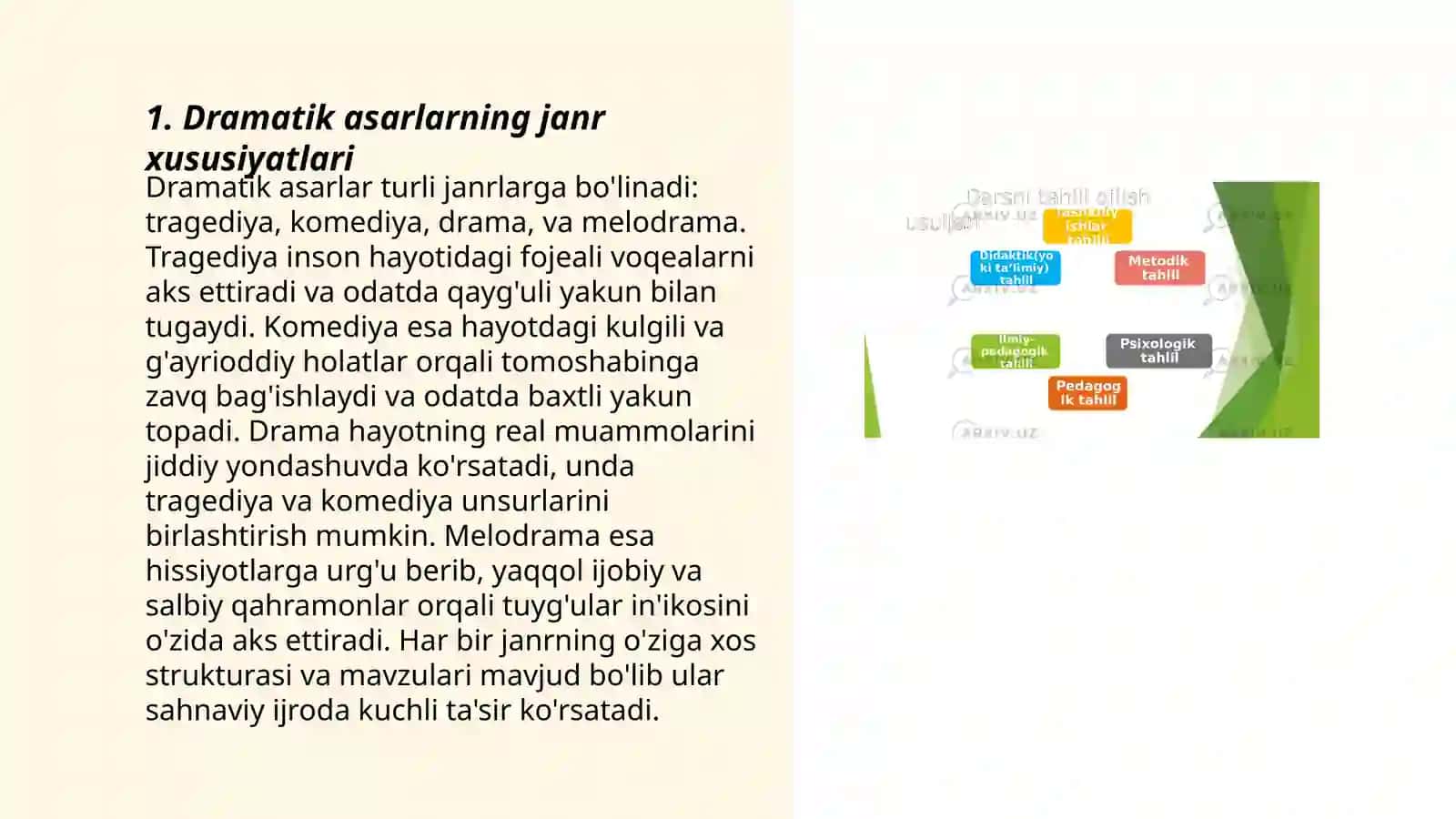 Drammatik asarlarni tahlil qilish 3