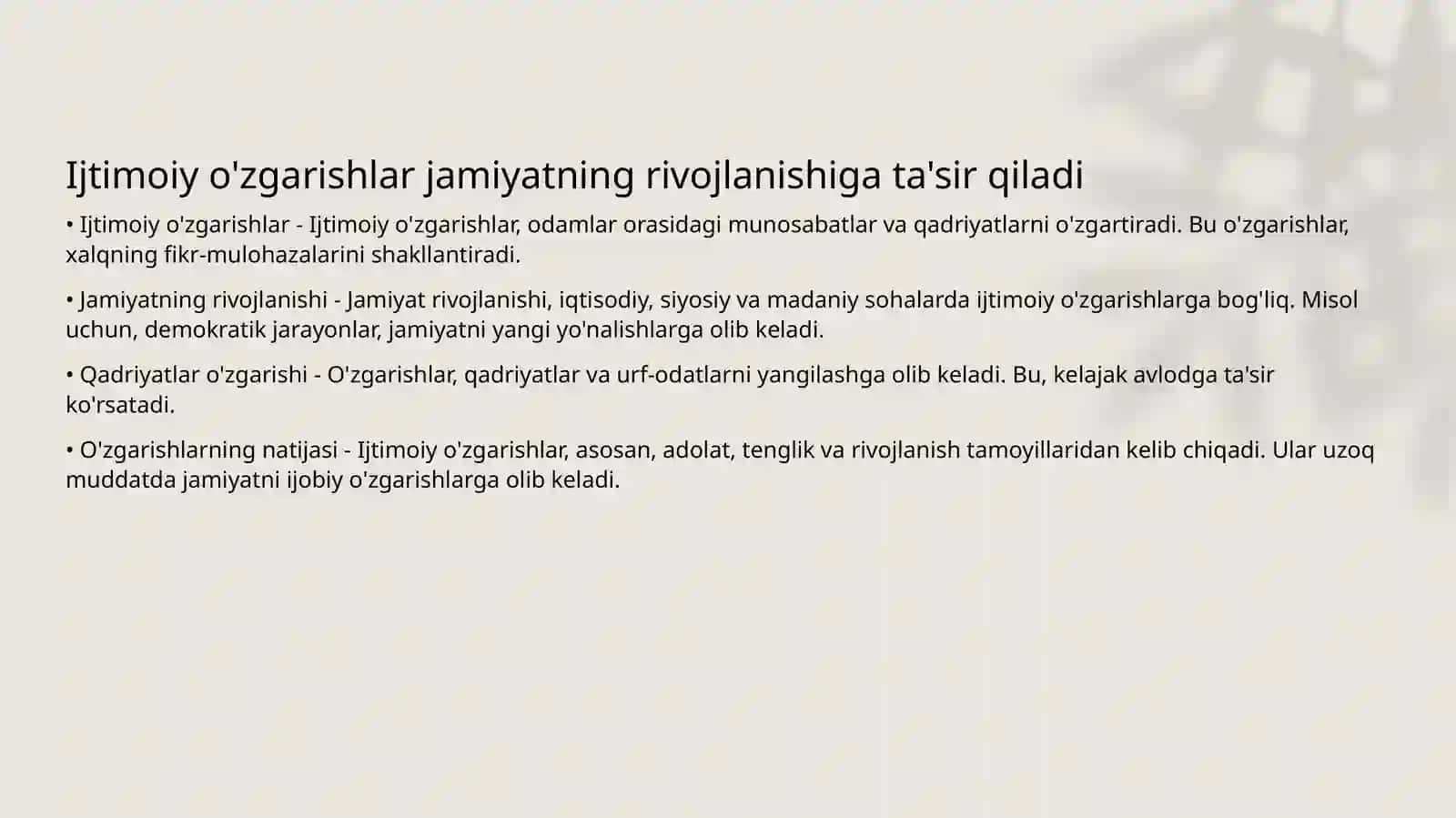 Ijtimoiy o'zgarishlar 3
