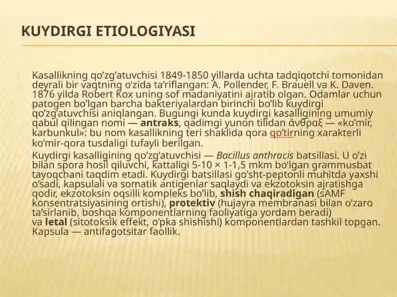 O‘ta xavfli infeksiyalar: kuydirgi, brutselliyoz qo'zg'atuvchilarning tasnifi va labarator tashxisi 3