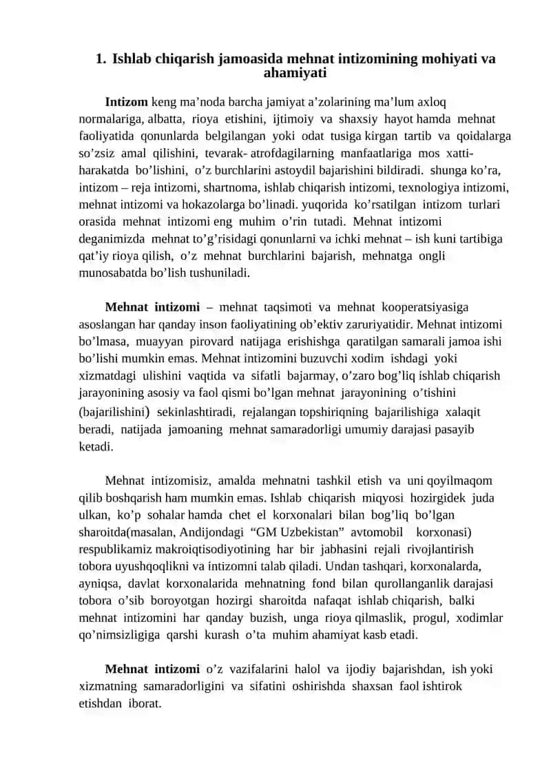 Mehnat intizomining o’rni va uni mustahkamlashga qaratilgan chora-tadbirlar 3