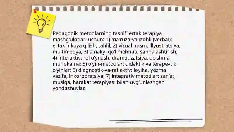 Ertak terapiya mashgʻulotlarini oʻtkazishda taʼlim metodlaridan foydalanish 3