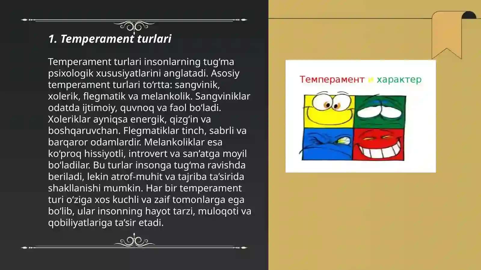Temperament va harakatlar 3